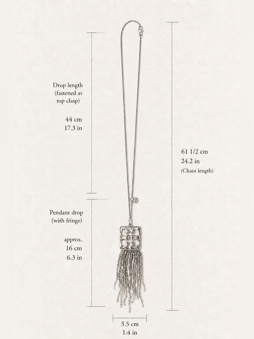 Givenchy 4G Liquid Fringe Crystal Necklace Silver Statement Tassel Pendant - Picture 8 of 8